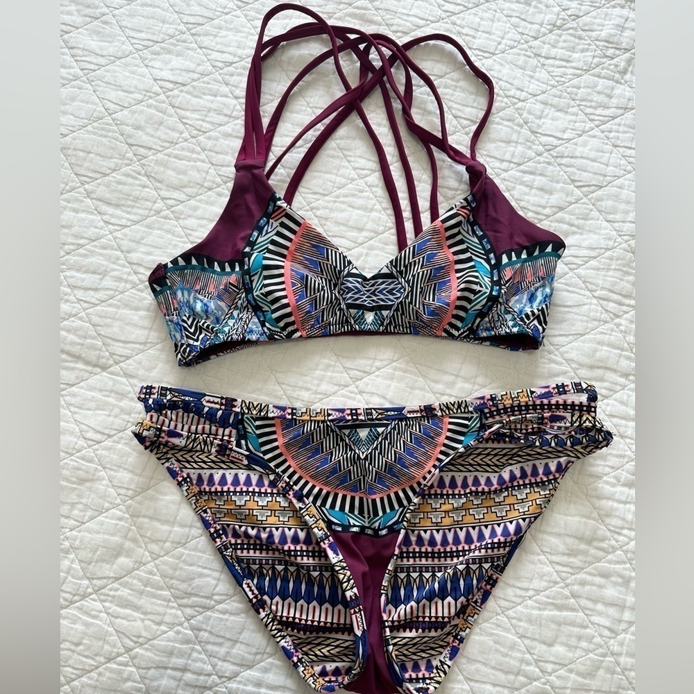 Anthropology RED CARTER TRIBAL DAZE STRAPPY top and bikini bottom size XS